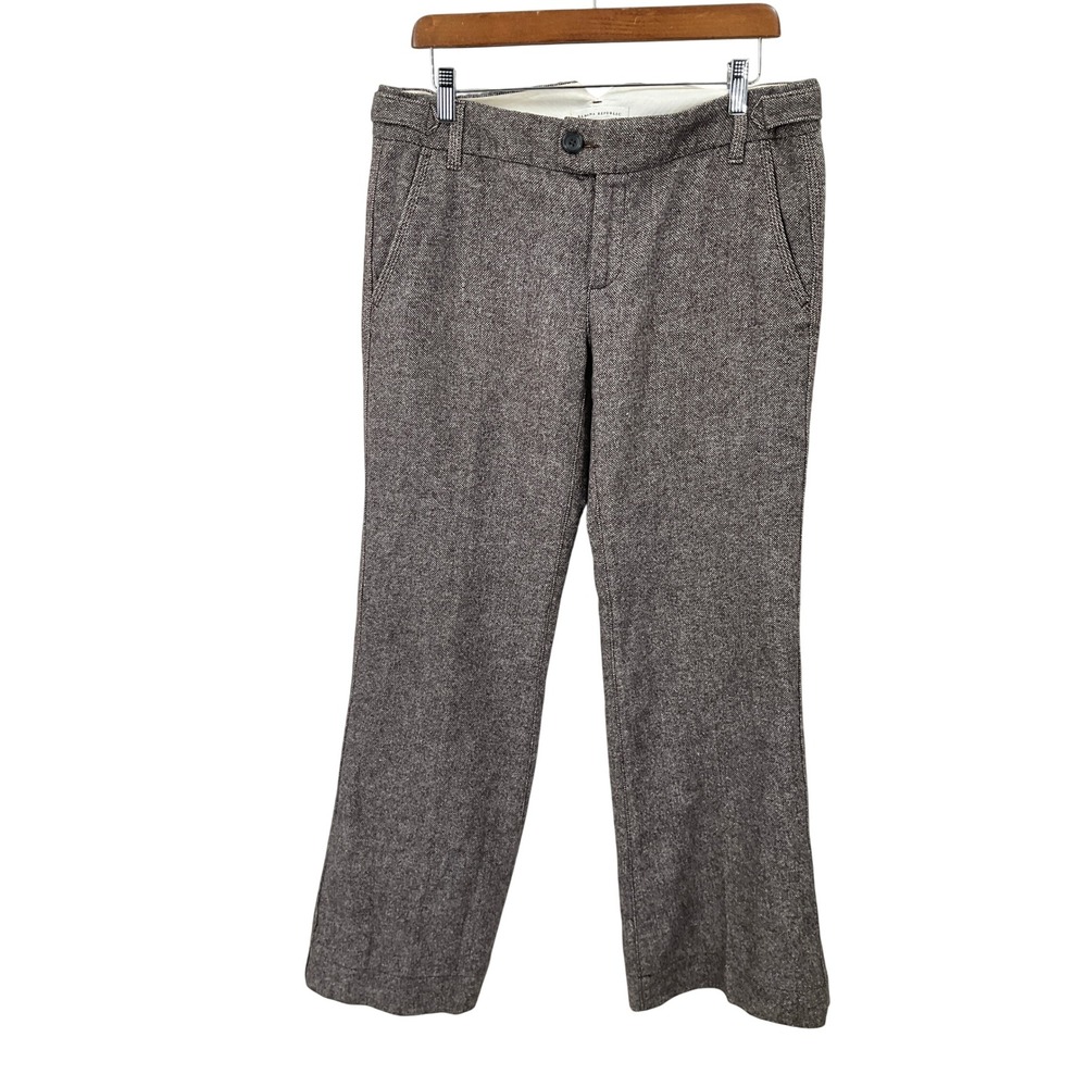 Banana Republic Trousers Women 8 Brown Wool Herringbone Straight Classic Pants